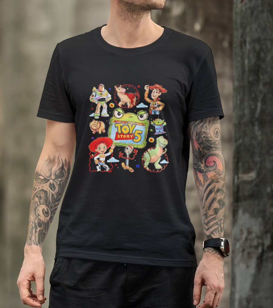 Buzz Lightyear Woody Bullseye Rex Hamm Alien Forky Jessie Toy Story 5 T-Shirt