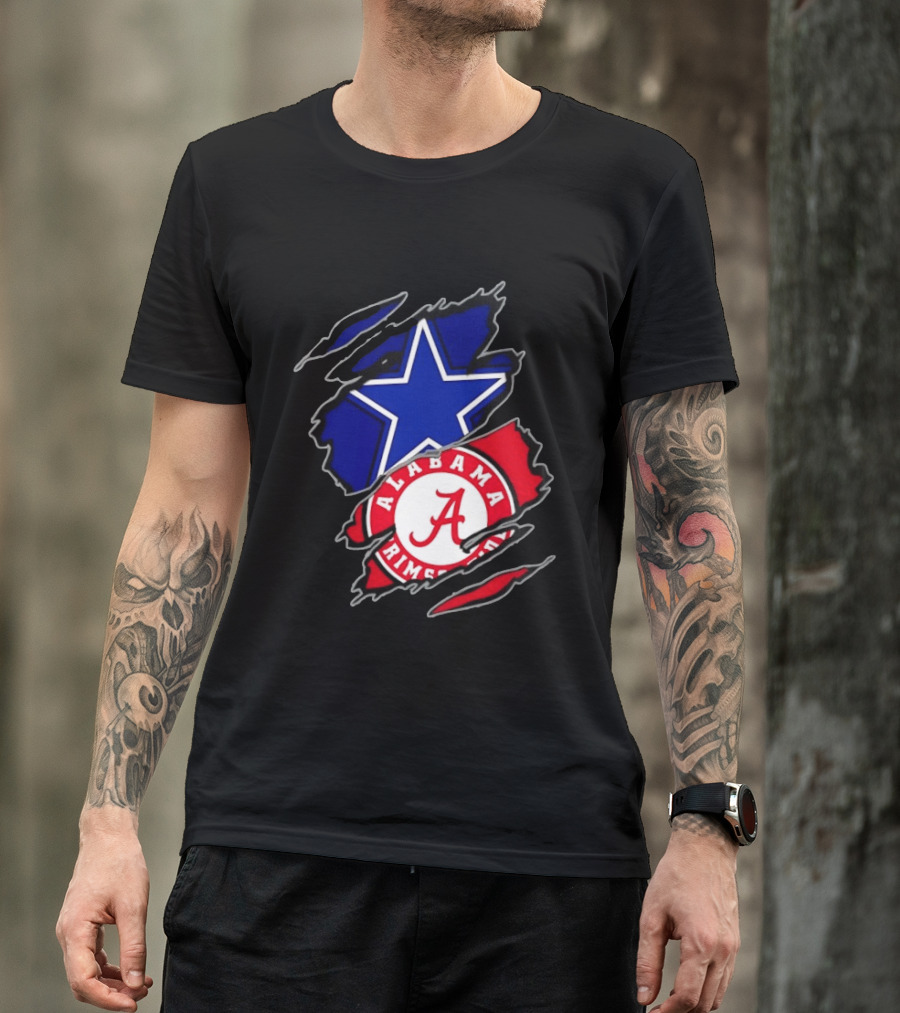 Dallas Cowboys Alabama Crimson Tide Two Teams One Heart Scratch T-Shirt