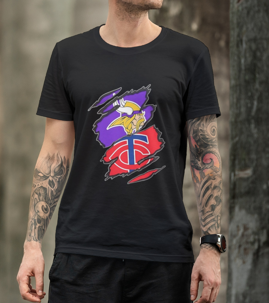 Minnesota Vikings Minnesota Twins Two Teams One Heart T-Shirt