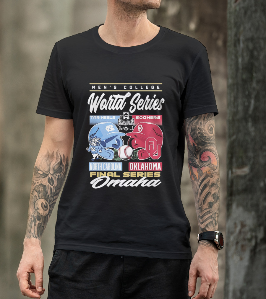 Men's College World Series Tar Heels Sooners North Carolina Oklahoma Final Series Omaha T-Shirt