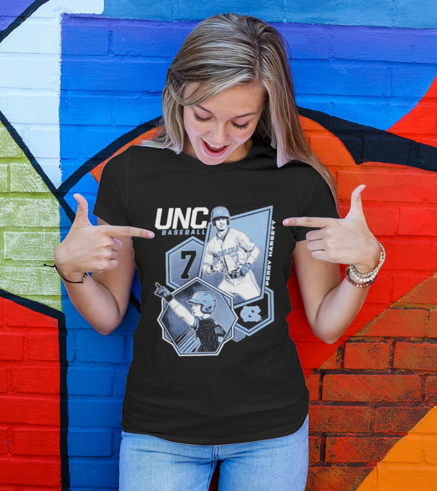 UNC Baseball Perry Hargett 7 North Carolina Collage T-Shirt