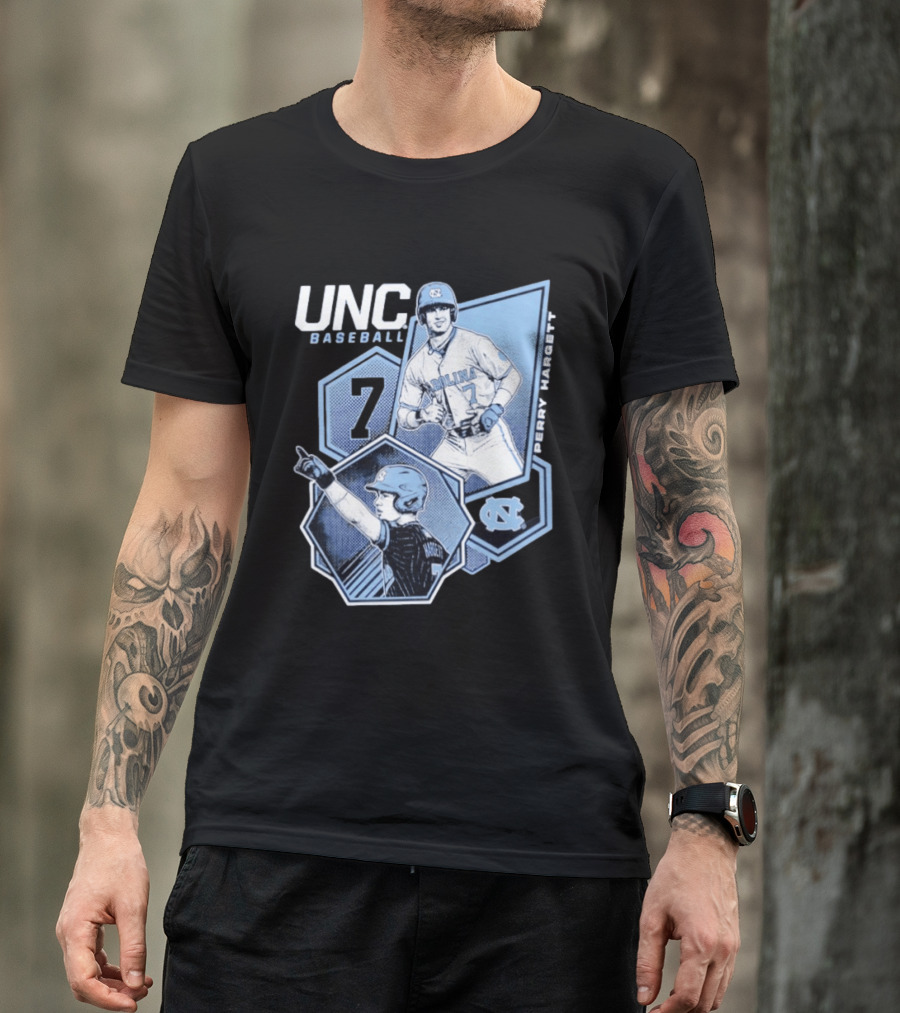 UNC Baseball Perry Hargett 7 North Carolina Collage T-Shirt