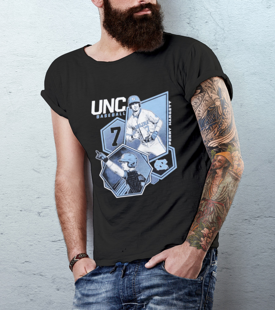 UNC Baseball Perry Hargett 7 North Carolina Collage T-Shirt