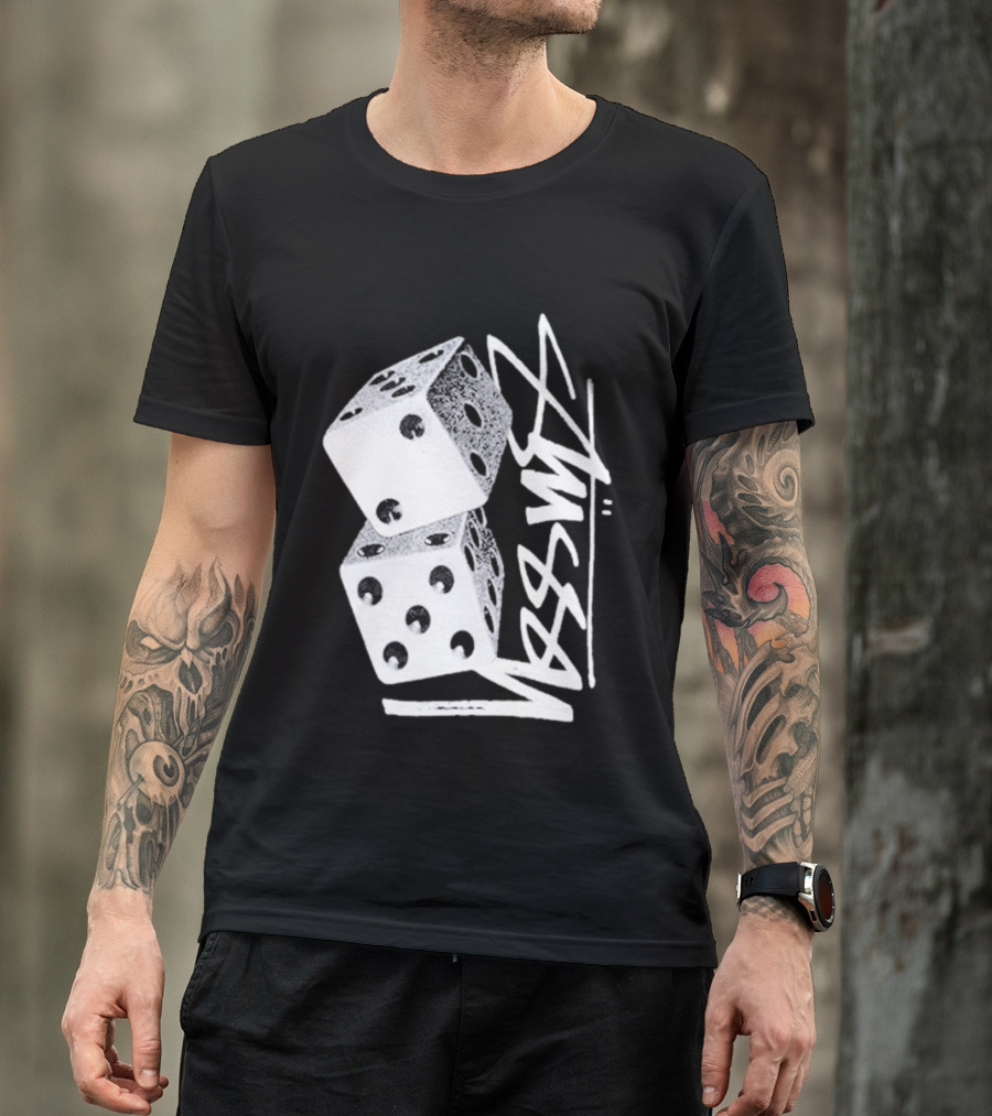 Pla Skateboarding Stussy Dice Stacked Six Side Metal T-Shirt