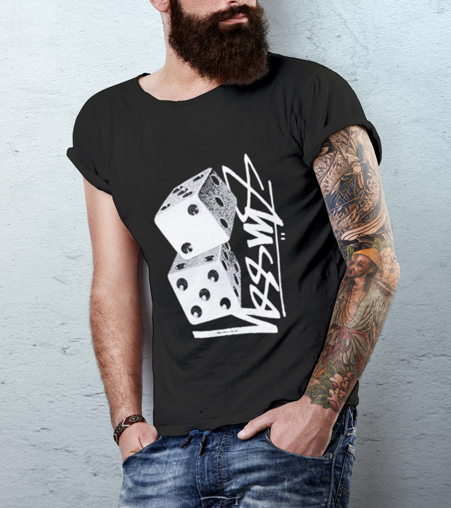Pla Skateboarding Stussy Dice Stacked Six Side Metal T-Shirt