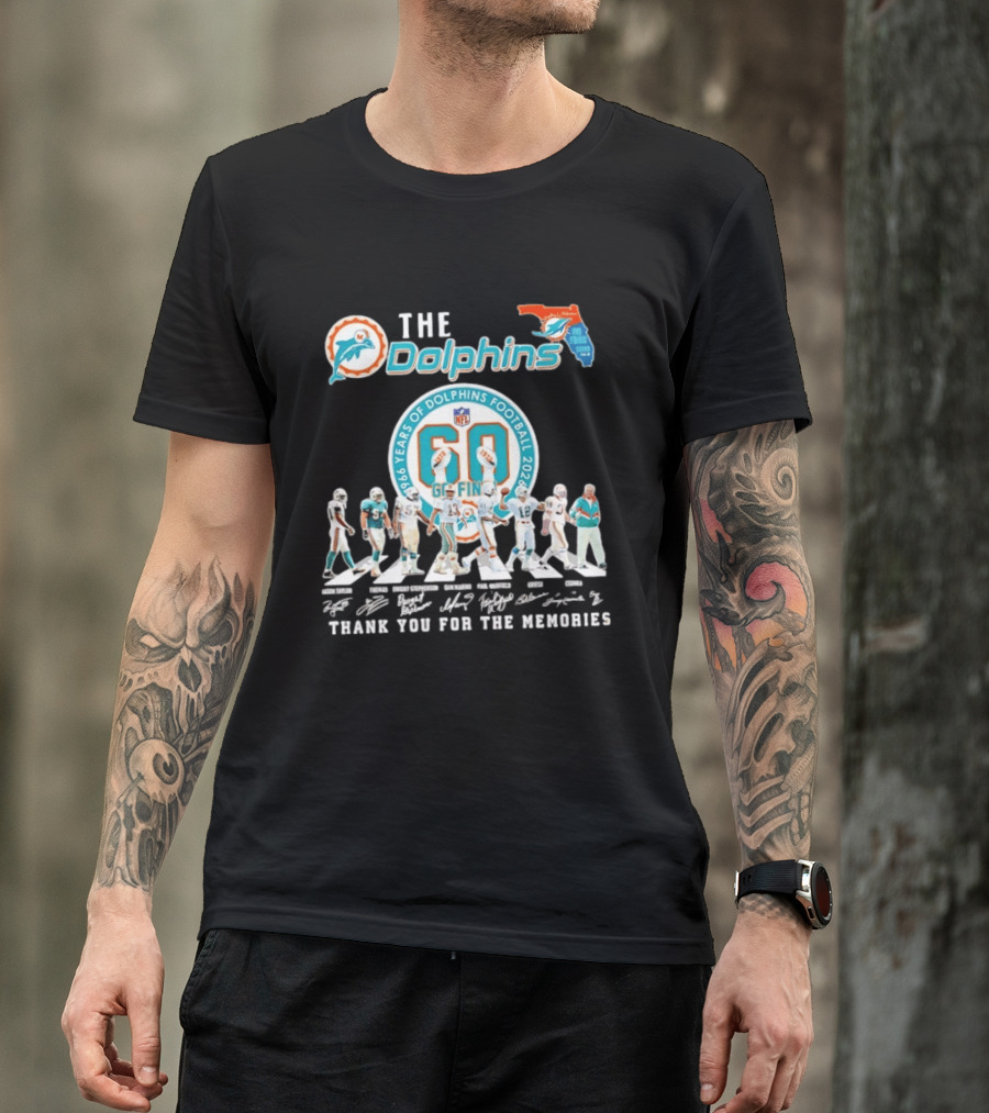 The Dolphins 1966 2026 60 Years Of Dolphins Football Thank You For The Memories NFL T-Shirt