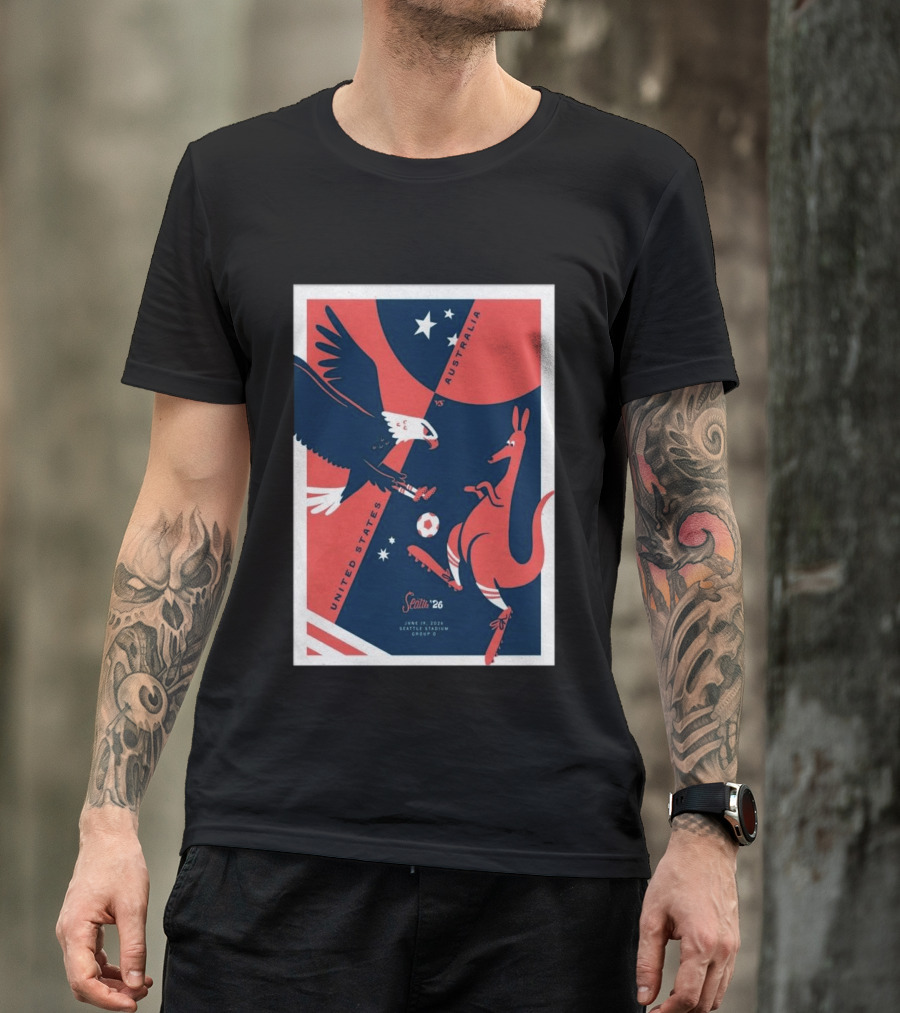 United States Vs Australia June 19 2026 Seattle Stadium Soccer Match T-Shirt