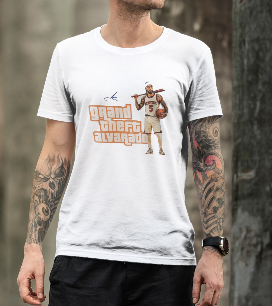 Grand Theft Alvarado New York Knicks Basketball Player T-Shirt