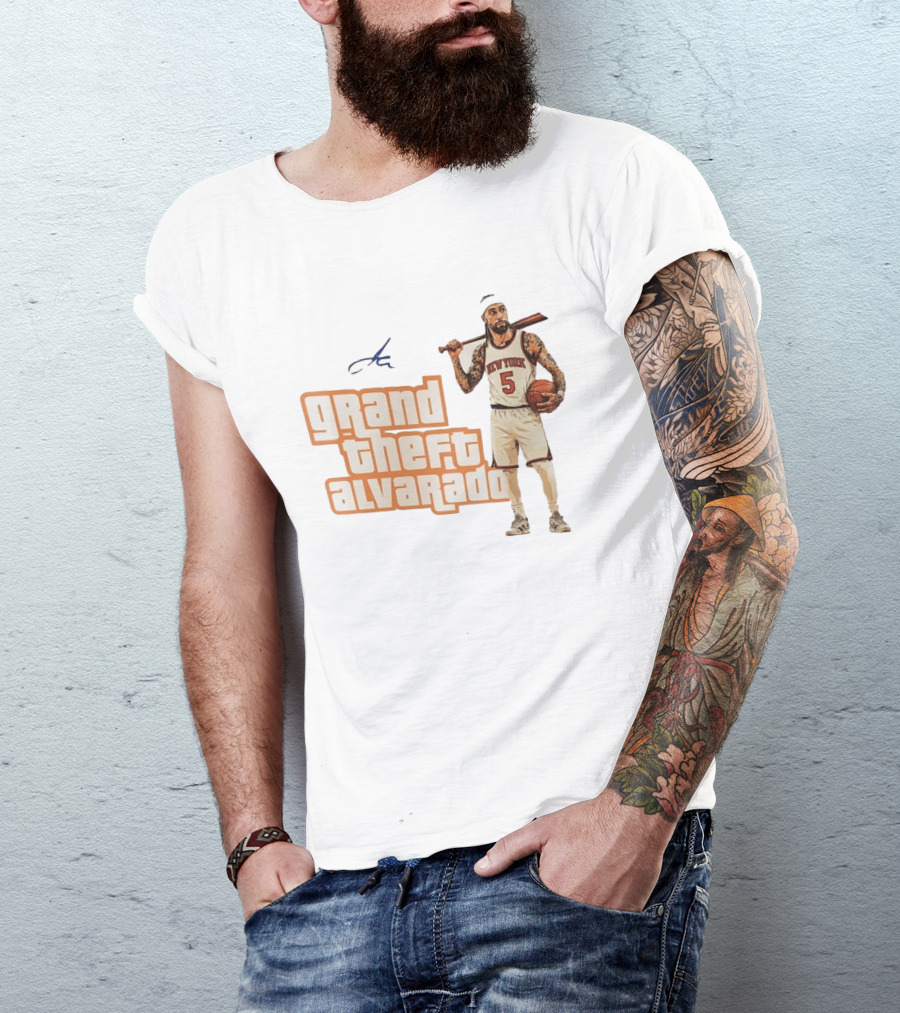 Grand Theft Alvarado New York Knicks Basketball Player T-Shirt
