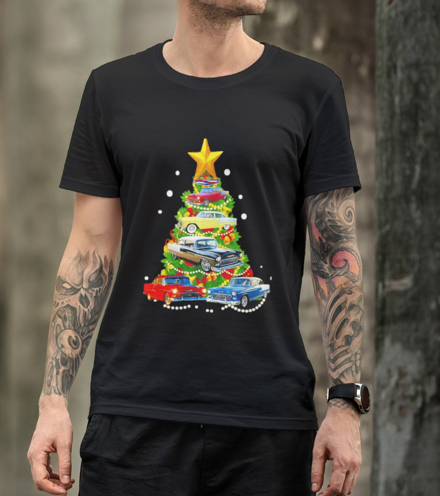 1955 Chevy Christmas Tree Holiday Vintage Car Enthusiasts T-Shirt