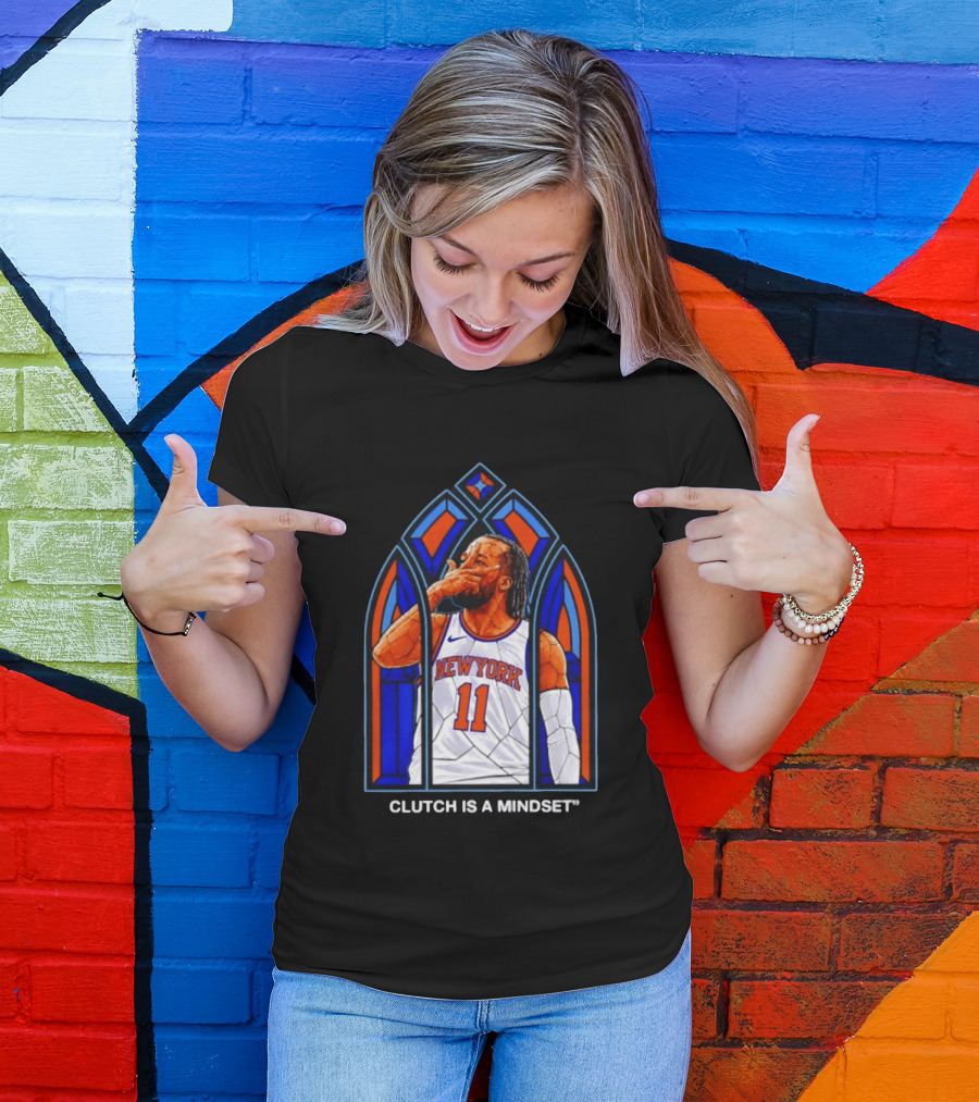 New York Knicks Jalen Brunson Number 11 Clutch Is A Mindset Stained Glass T-Shirt