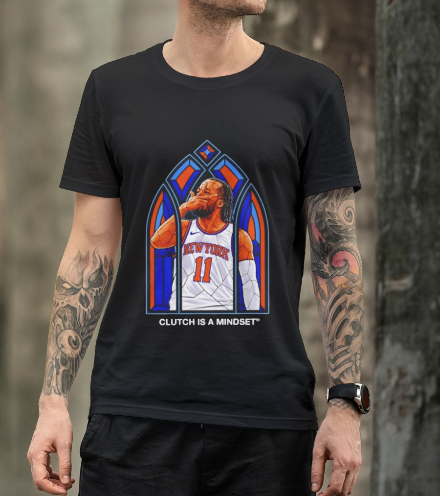 New York Knicks Jalen Brunson Number 11 Clutch Is A Mindset Stained Glass T-Shirt