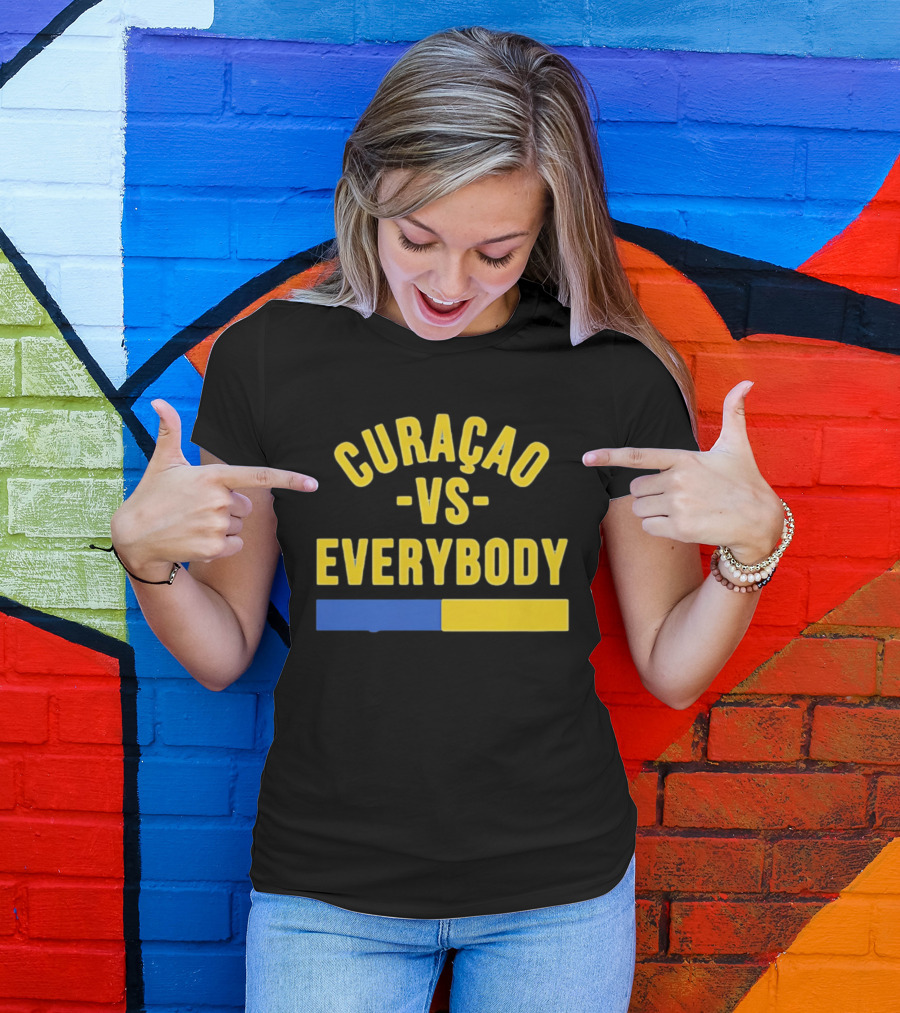 Curaçao VS Everybody Caribbean Island Pride Yellow Blue T-Shirt