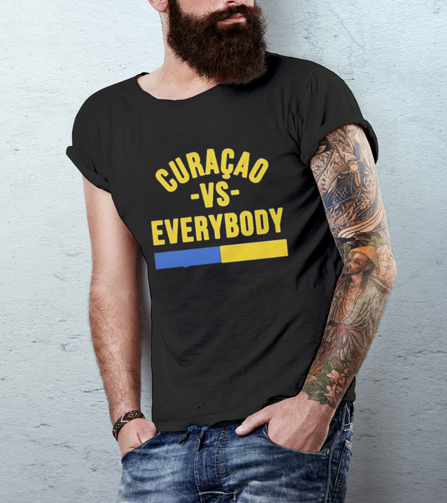 Curaçao VS Everybody Caribbean Island Pride Yellow Blue T-Shirt