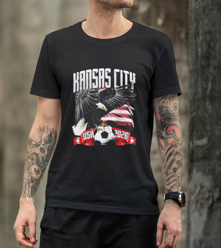 Kansas City USA 2026 Bald Eagle American Flag Soccer Ball T-Shirt