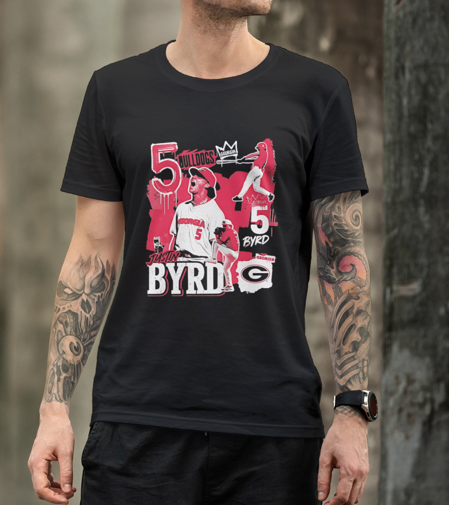 Georgia Bulldogs Justin Byrd 5 Baseball Champion Fan Gear T-Shirt