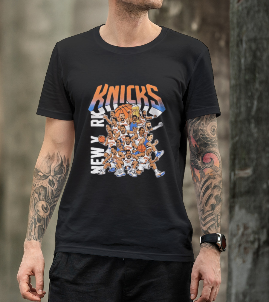 New York Knicks Comic Style Team Collage Basketball Players T-Shirt