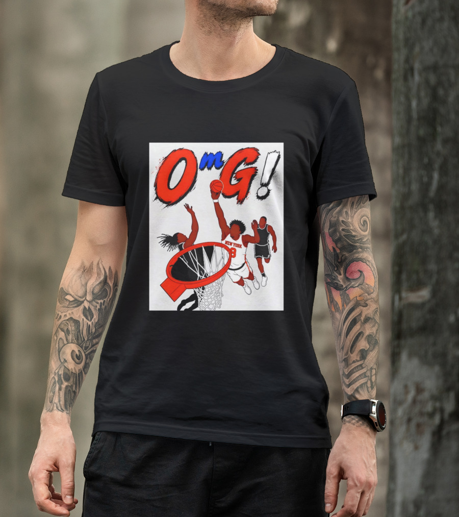 OMG OG Anunoby New York Knicks Dunking NBA 2026 Cartoon T-Shirt