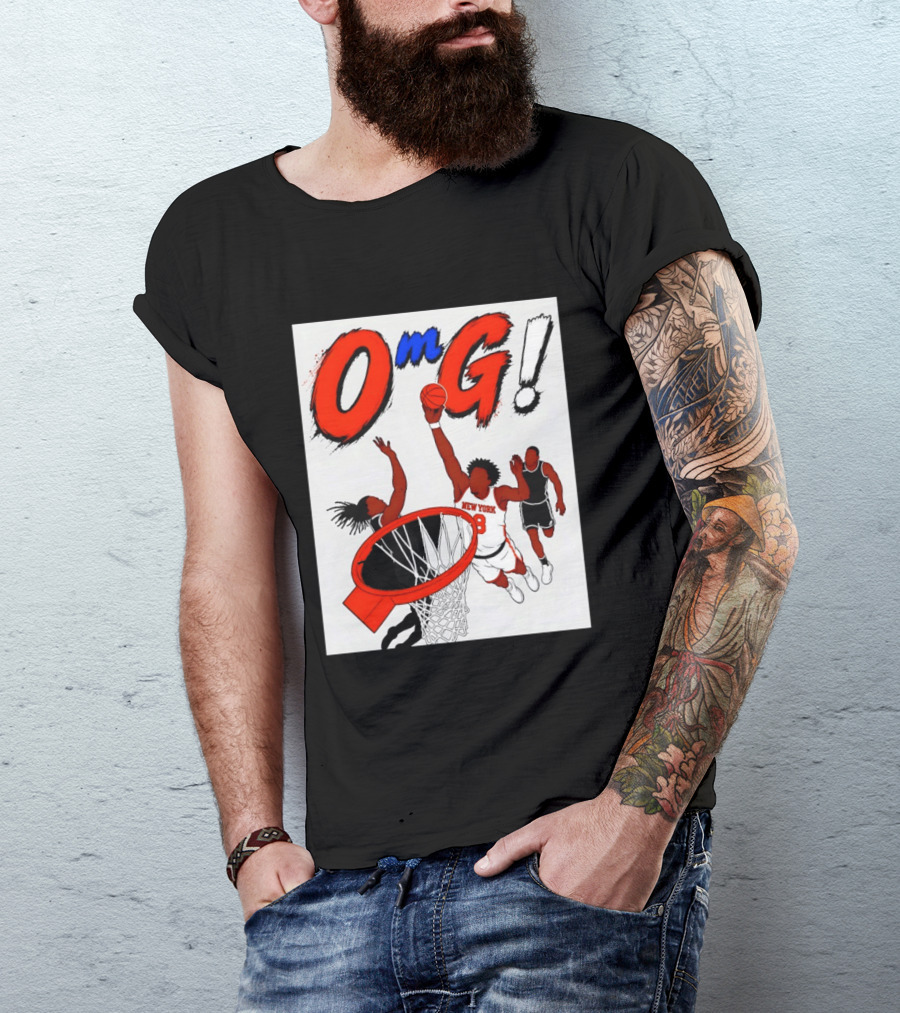 OMG OG Anunoby New York Knicks Dunking NBA 2026 Cartoon T-Shirt