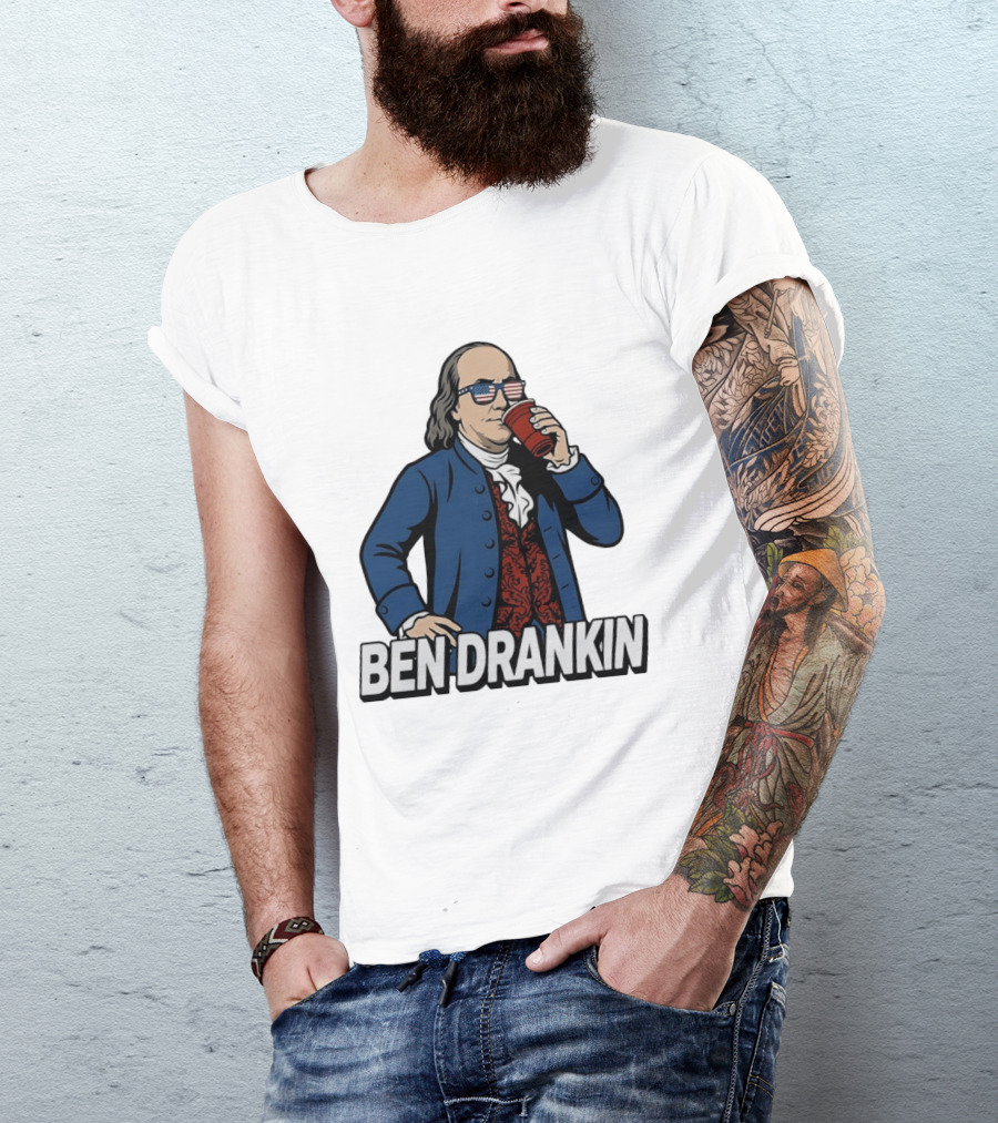 Ben Drankin Benjamin Franklin 4th Of July Patriotic Red Cup USA Glasses T-Shirt