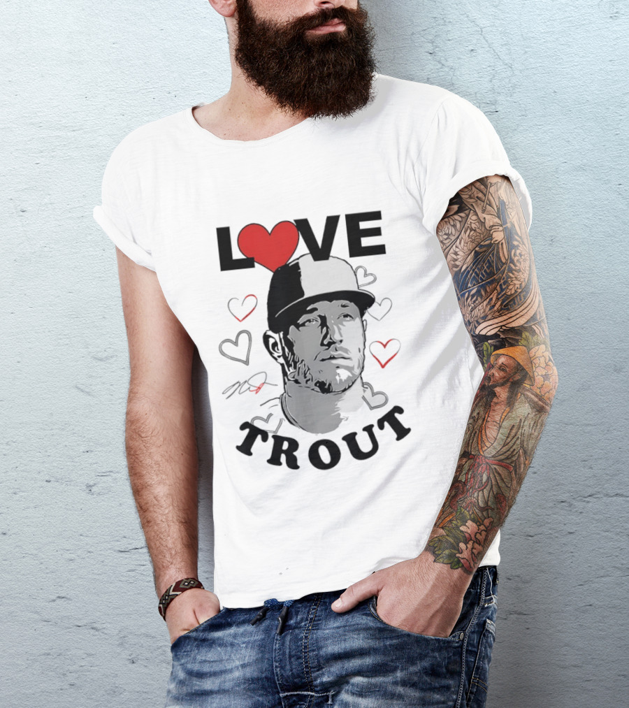 Love Mike Trout Los Angeles Angels Heart Baseball Player T-Shirt