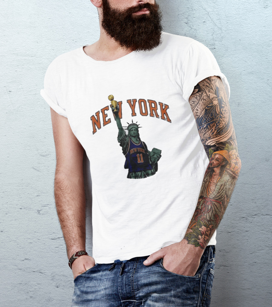 New York Knicks Jalen Brunson Statue Liberty Trophy Meme T-Shirt