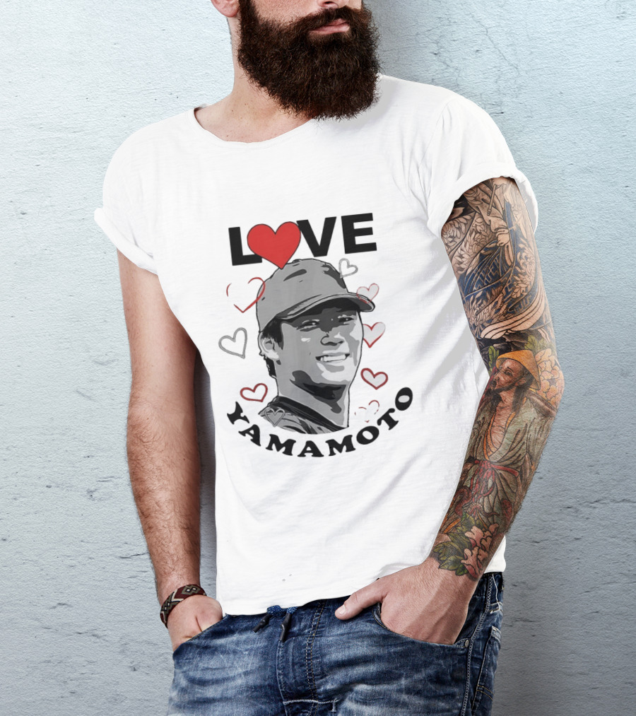 Love Yoshinobu Yamamoto Heart Baseball Fan T-Shirt