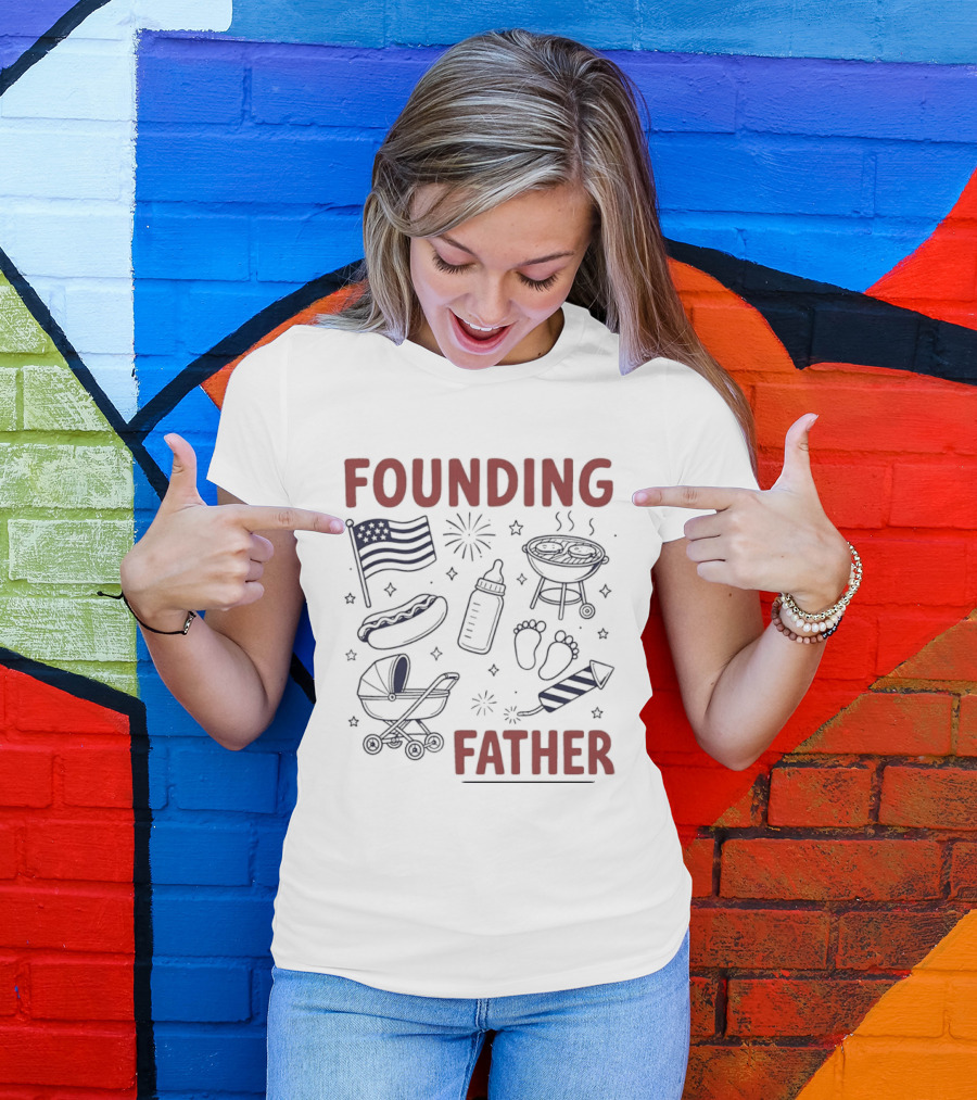 Founding Father USA Flag BBQ Firework Baby 4th Of July T-Shirt