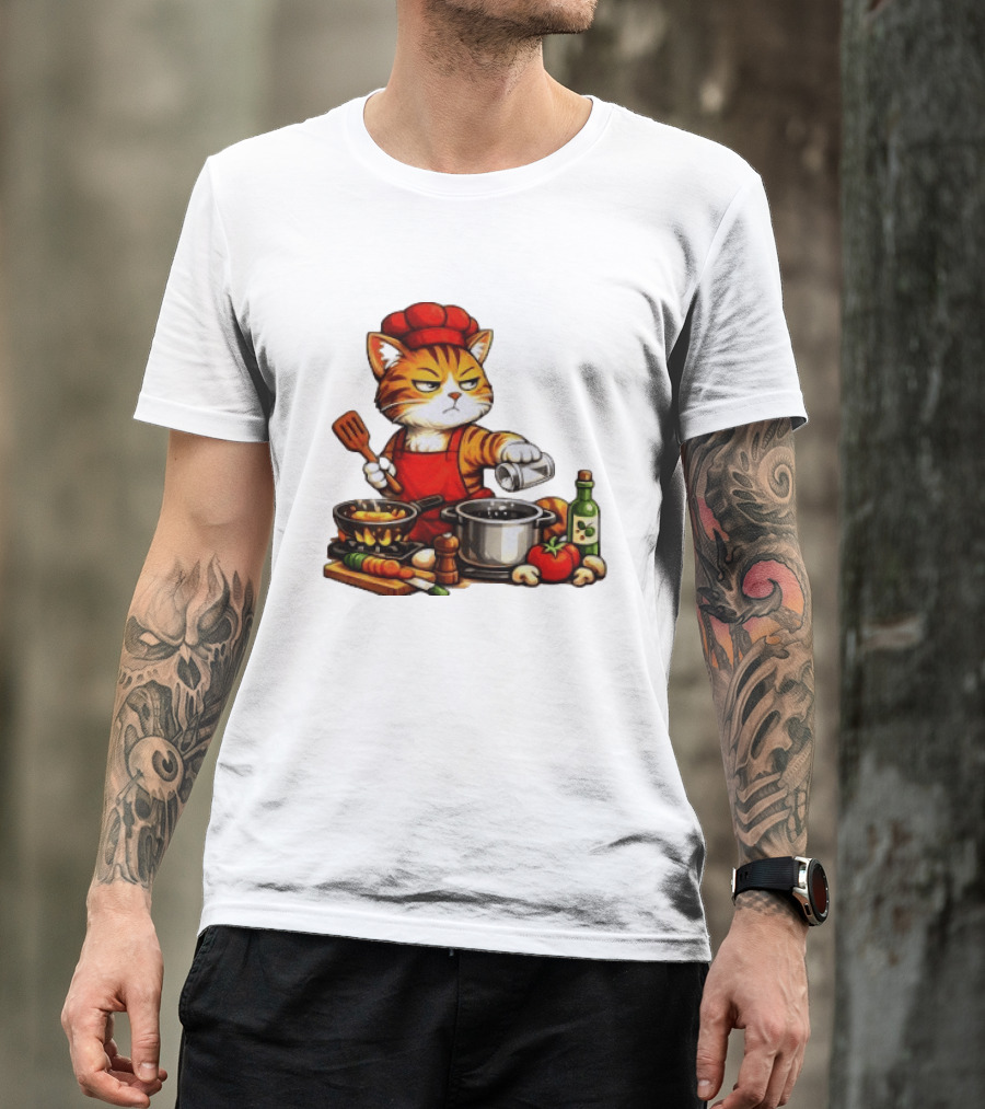 I Cook Better When You're Not Ing Cat Chef Cooking Scene T-Shirt