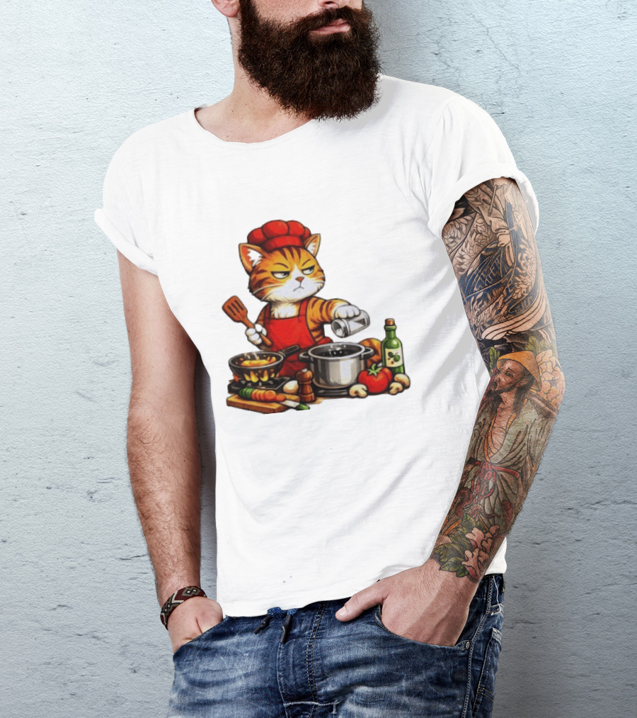 I Cook Better When You're Not Ing Cat Chef Cooking Scene T-Shirt