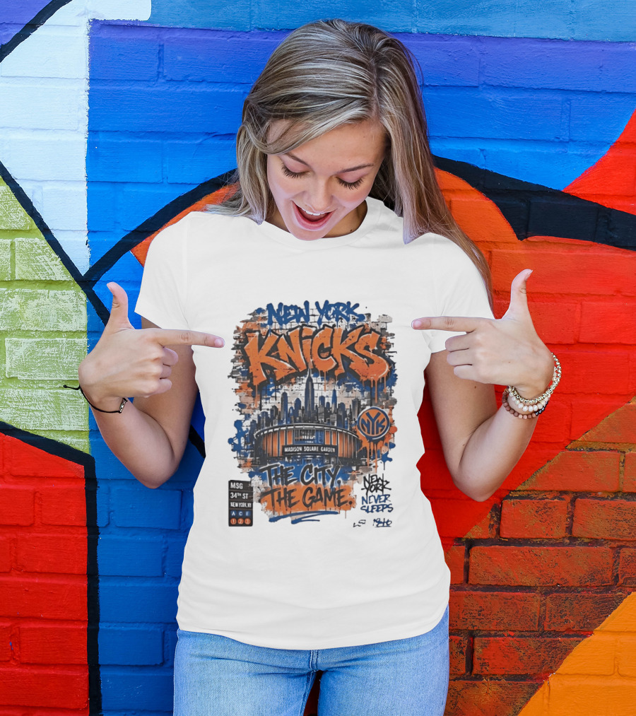 New York Knicks MSG Madison Square Garden 34th Street Graffiti T-Shirt