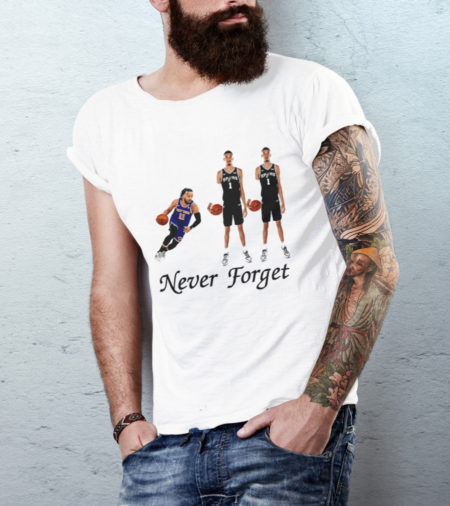 Jalen Brunson 11 Victor Wembanyama 1 Never Forget T-Shirt