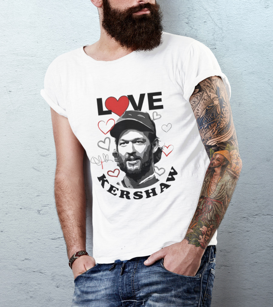 LOVE Kershaw Los Angeles Dodgers Baseball Heart T-Shirt