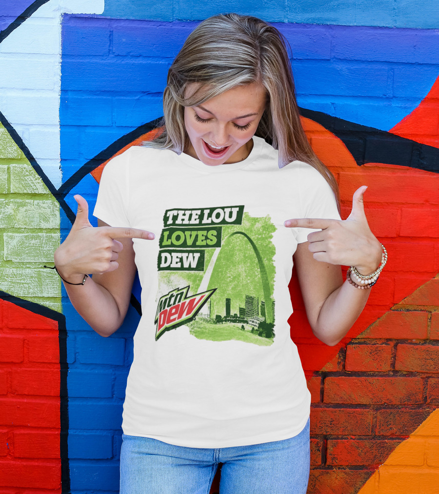 The Lou Loves Dew Mtn Dew St Louis Gateway Arch T-Shirt