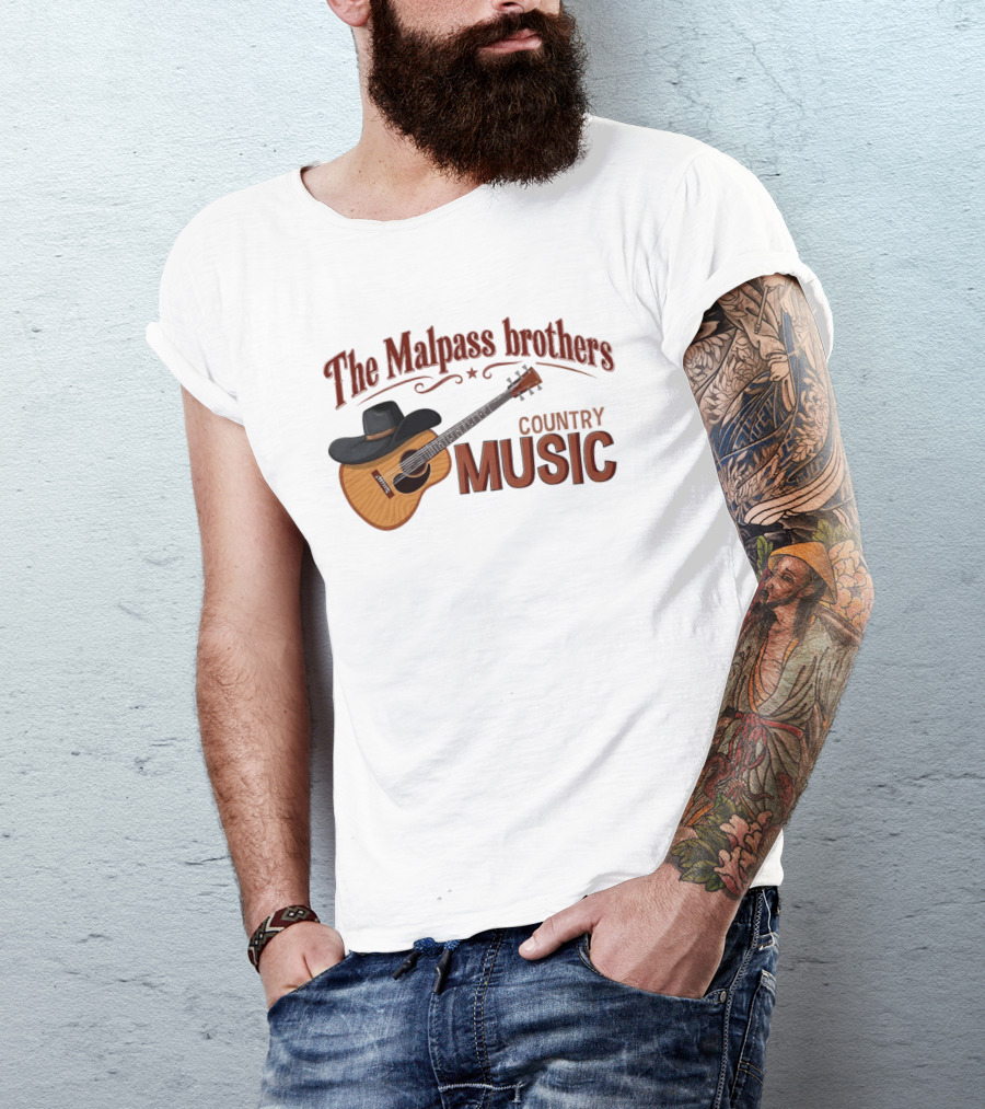 The Malpass Brothers Country Music Guitar And Cowboy Hat T-Shirt