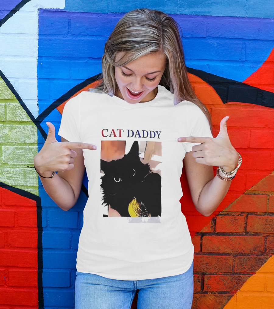 Cat Daddy Black Cat Image With Yellow Banana Accessory T-Shirt