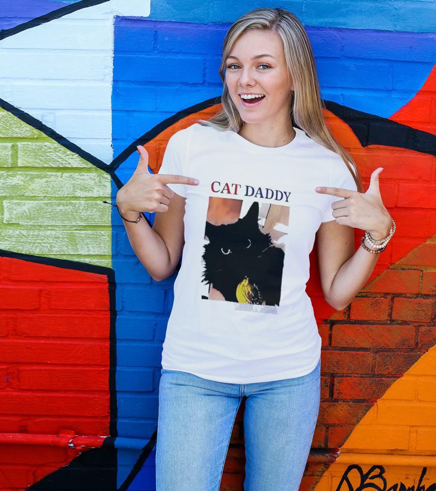 Cat Daddy Black Cat Image With Yellow Banana Accessory T-Shirt