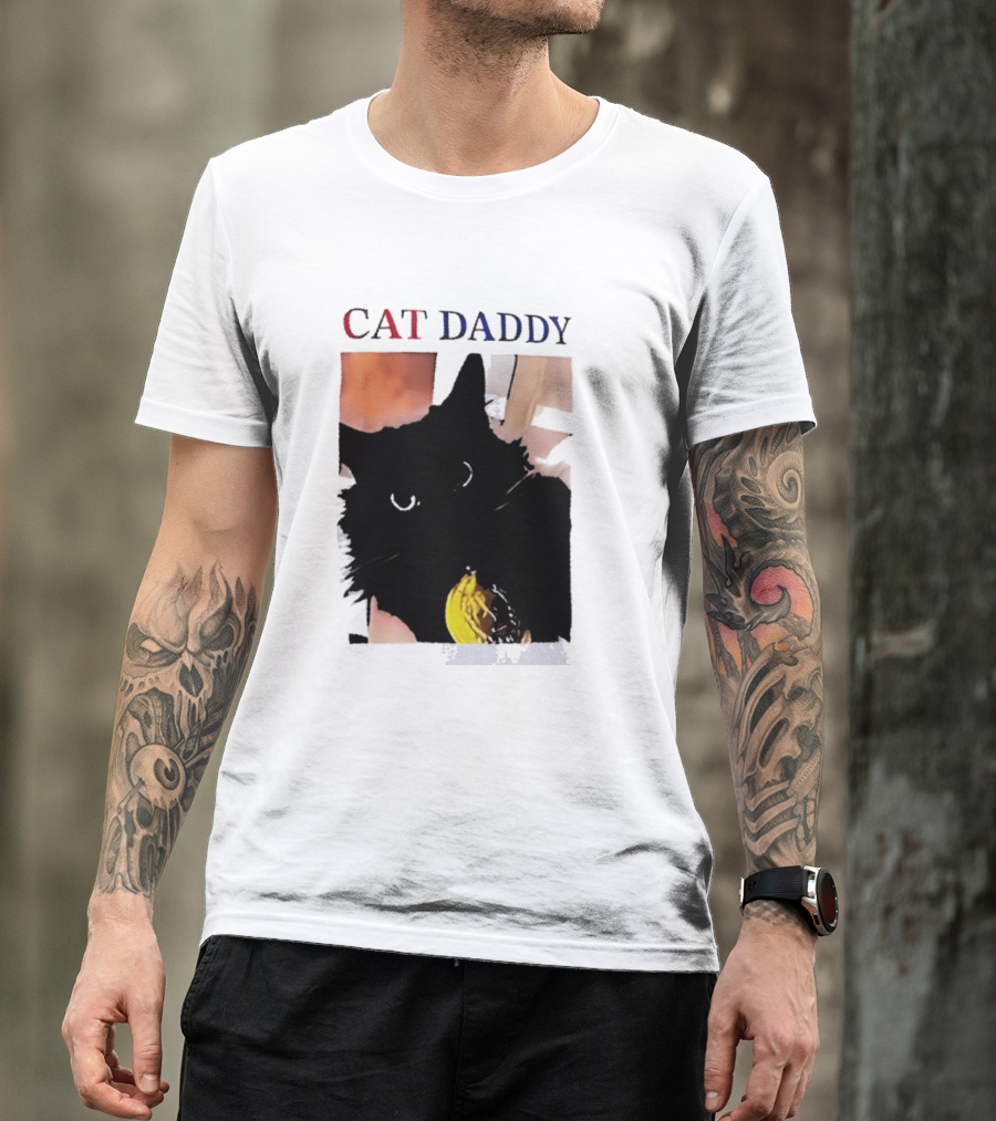 Cat Daddy Black Cat Image With Yellow Banana Accessory T-Shirt