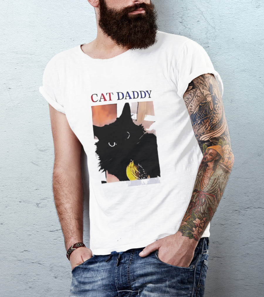 Cat Daddy Black Cat Image With Yellow Banana Accessory T-Shirt