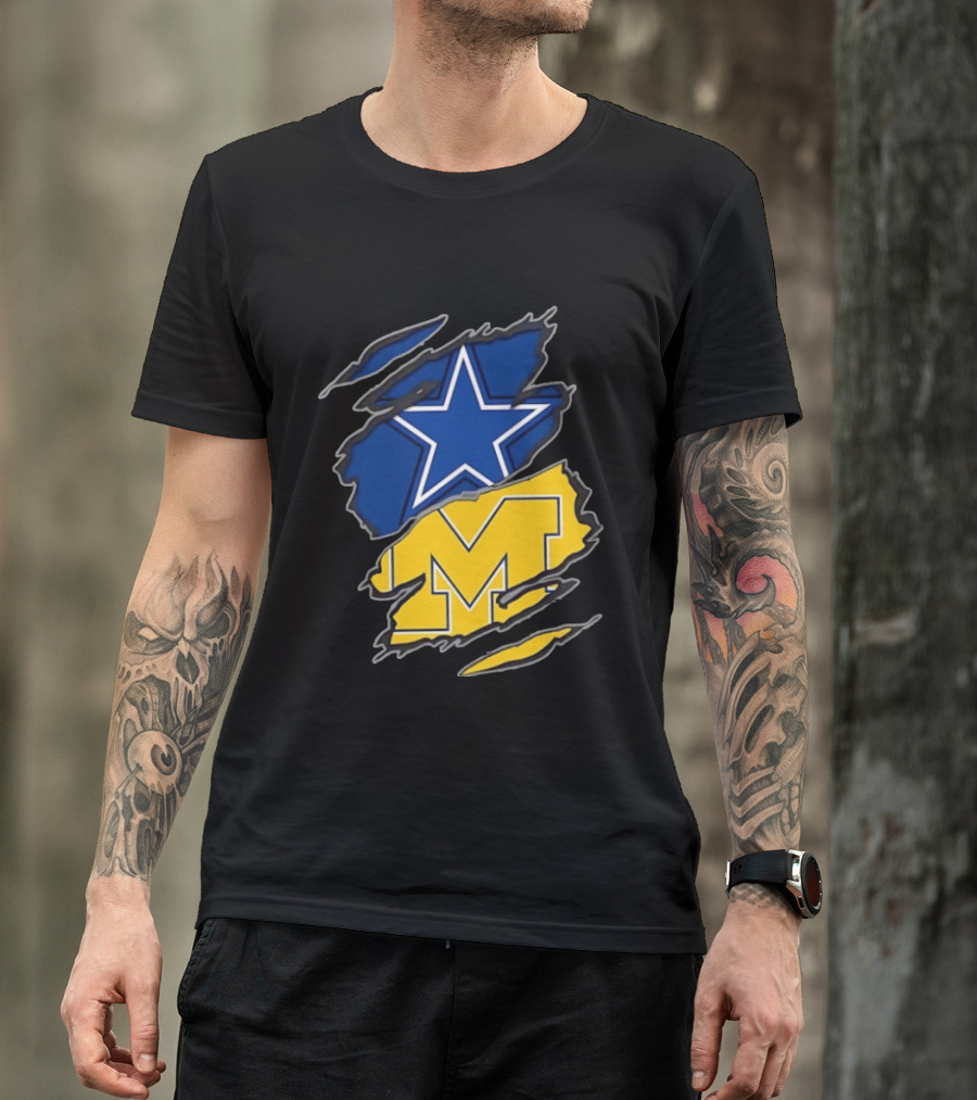 Dallas Cowboys Michigan Wolverines Two Teams One Heart T-Shirt