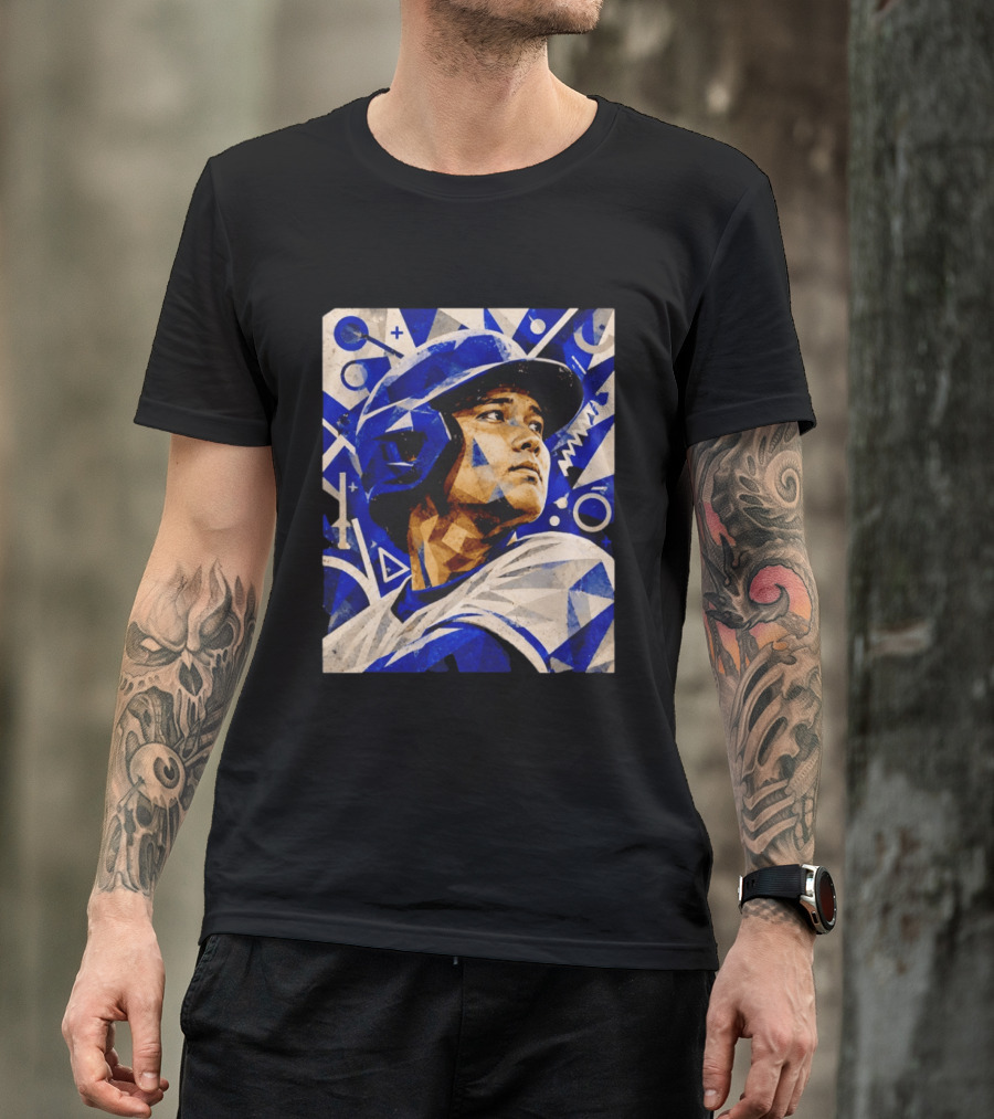 Shohei Ohtani Los Angeles Dodgers Geometric Blue Abstract Baseball T-Shirt