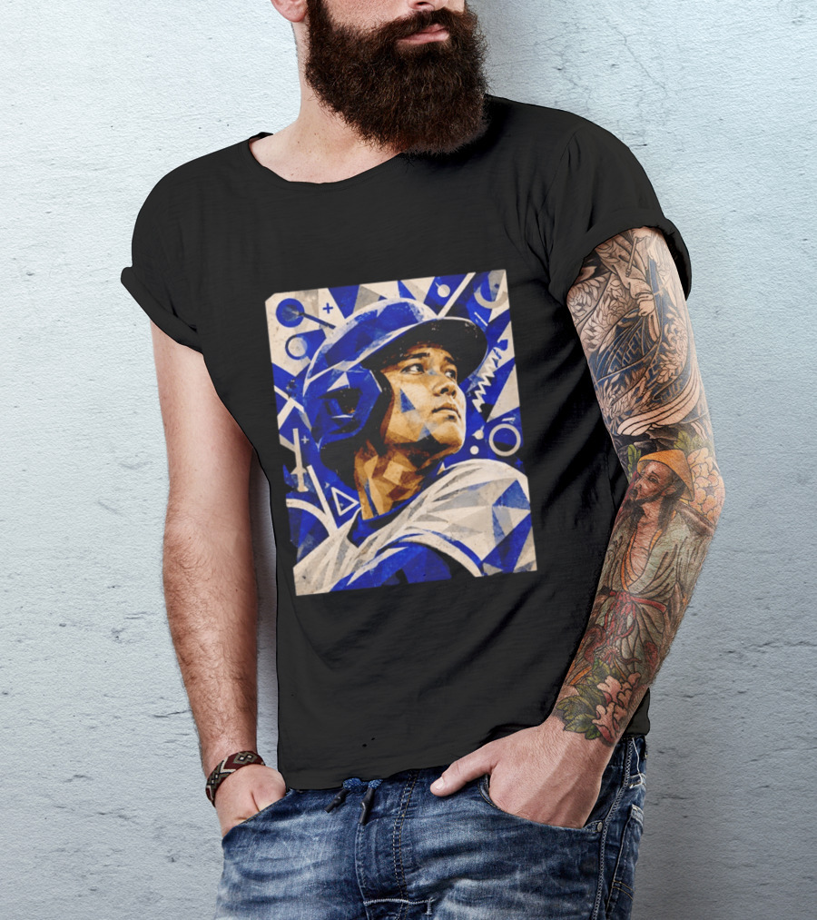 Shohei Ohtani Los Angeles Dodgers Geometric Blue Abstract Baseball T-Shirt