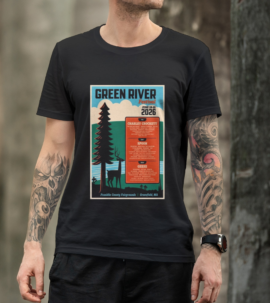 Green River Festival June 19 21 2026 Franklin County Fairgrounds Greenfield MA Featuring Charley Crockett Spoon Geese T-Shirt