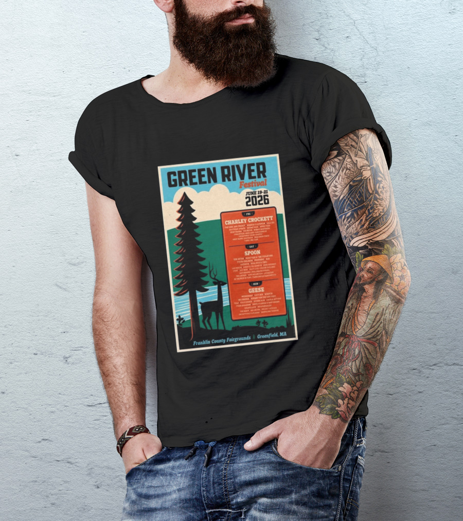 Green River Festival June 19 21 2026 Franklin County Fairgrounds Greenfield MA Featuring Charley Crockett Spoon Geese T-Shirt