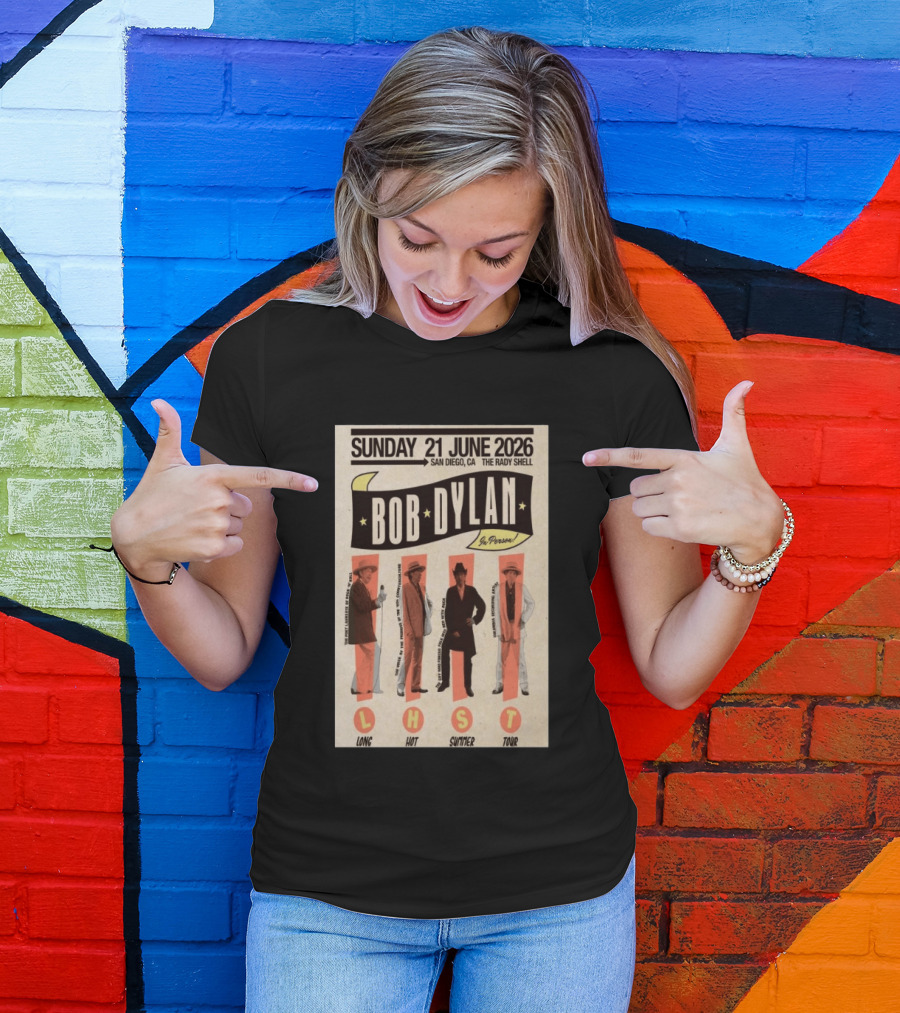 Bob Dylan In Person San Diego The Rady Shell 21 June 2026 Long Hot Summer Tour T-Shirt