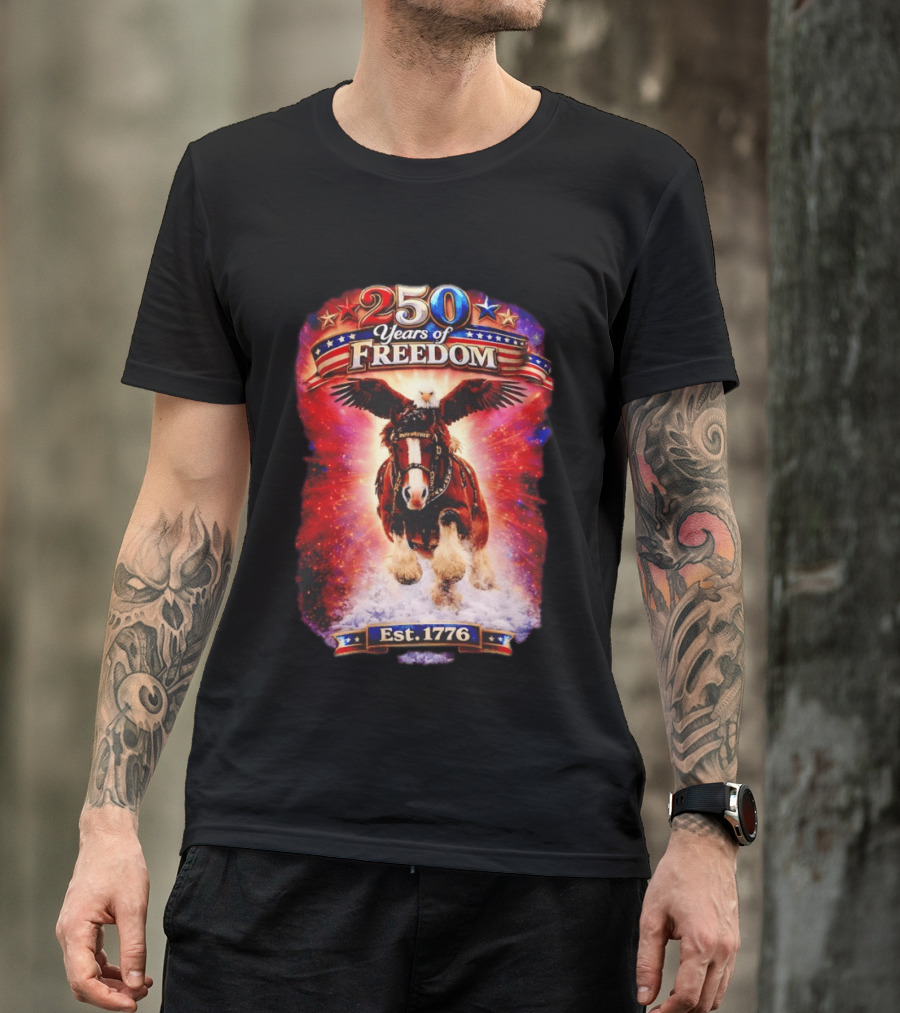 Budweiser 250 Years Of Freedom Eagle Horse Est. 1776 American Patriotic T-Shirt