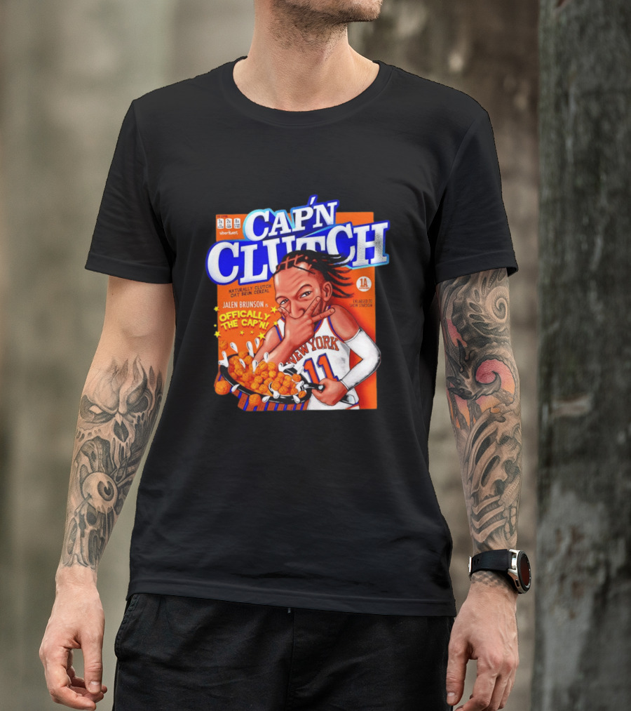 Cap'n Clutch Jalen Brunson New York Offically The Cap'n Cereal Box Comic T-Shirt