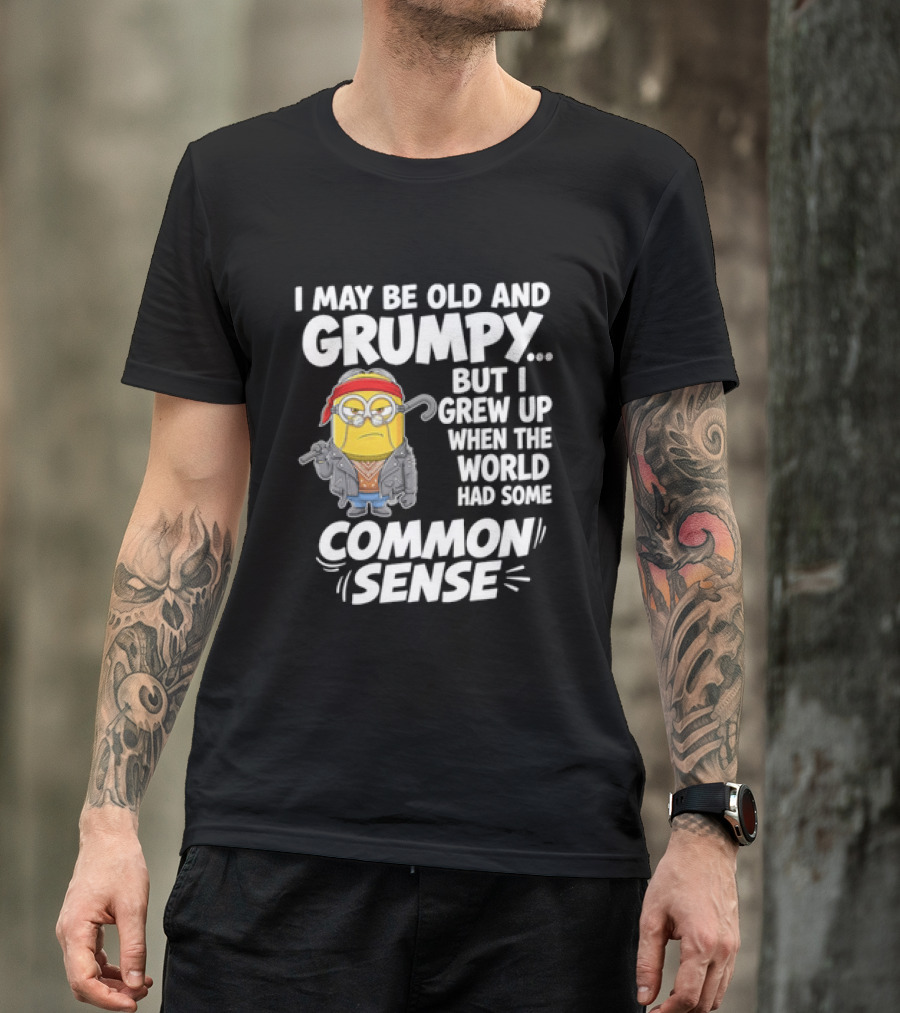 Dave The Minion I May Be Old And Grumpy But I Grew Up When The World Had Some Common Sense T-Shirt