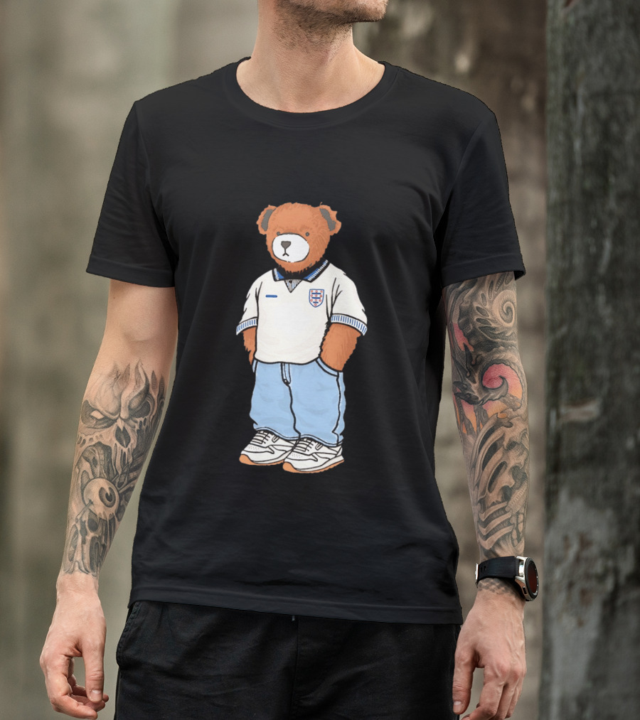 Three Lions England '90 Pickles Teddy Bear Retro Soccer Fan T-Shirt
