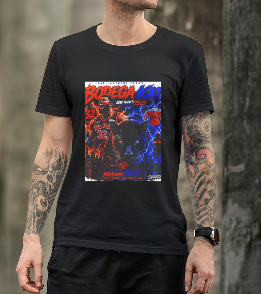 Bodega KAT Karl Anthony Towns Wakaina Knicks 2026 New York's Big Cat 32 T-Shirt
